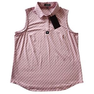 NWT Bad Birdie Golf Core Polo SL Shirt Geo chip Petaluma Sleeveless Womens sz XL